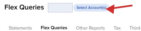 Select Account(s) selector next to the Flex Queries page title